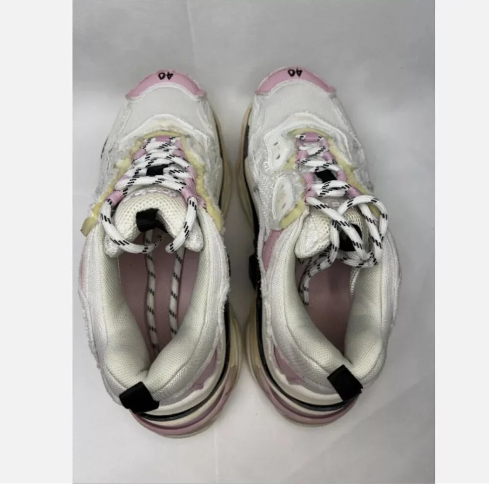 BALENCIAGA TRIPLE S MEN'S SNEAKERS MESH AND LEATHER SIZE 7 - Picture 4 of 7